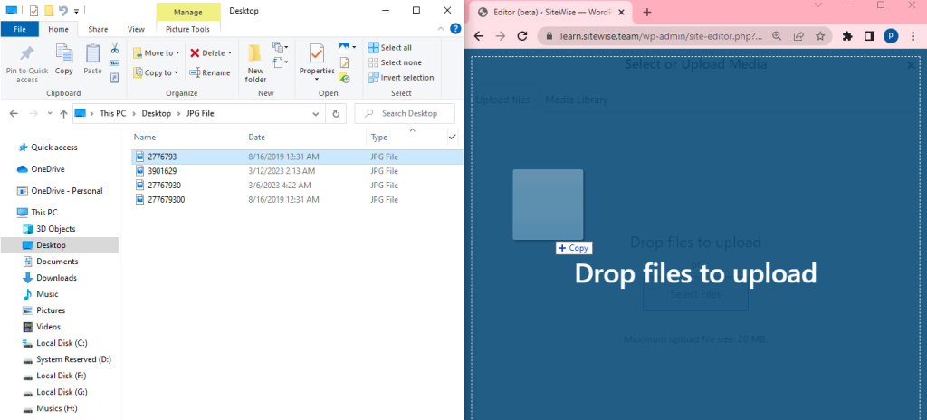 Drag and Drop the Image File From Your Desktop