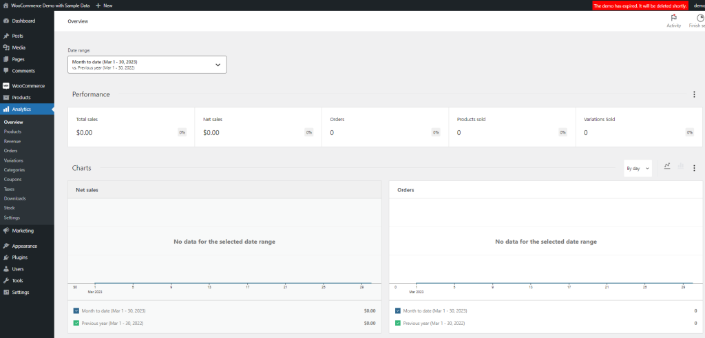 WooCommerce Admin Demo Analytics