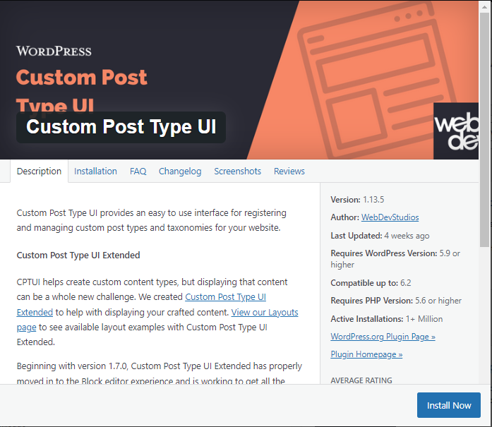 Custom post type UI plugin to create a custom post type archive page.