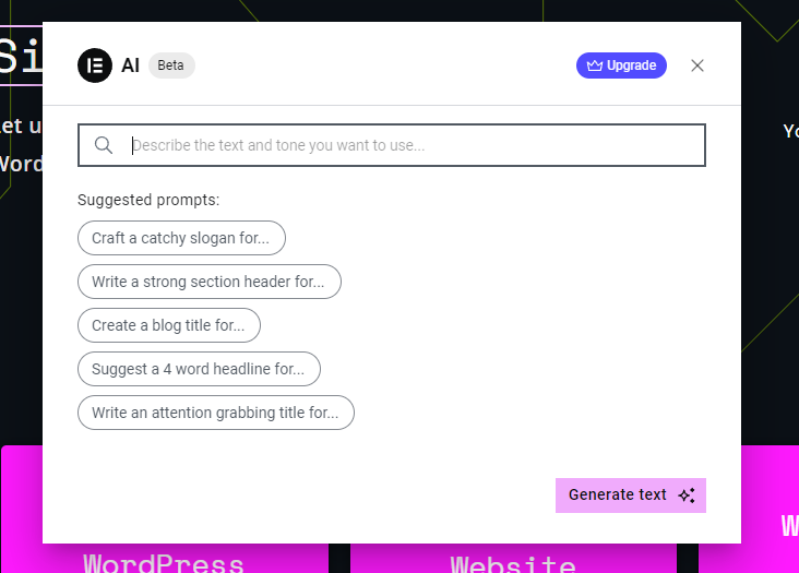 Screenshot 455 - Elementor AI,elementor ai review,Features of Elementor AI,elementor write with ai,elementor code with ai